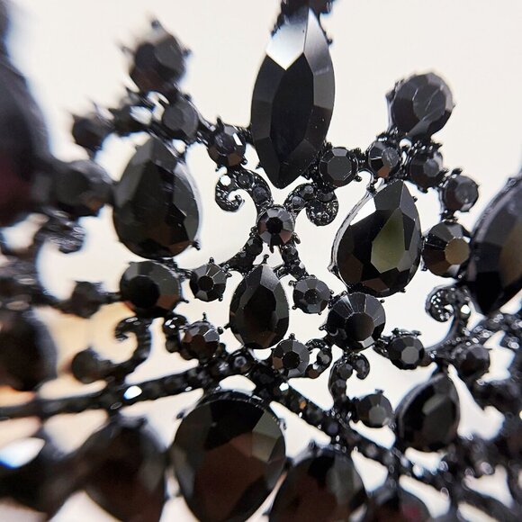 Gothic Wedding Headpiece, Witch Queen Tiara, Black Crystal Tiara, Halloween Gift - Picture 2 of 10